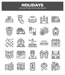 Collection of 25 Holidays. Festive Traditions and Cultural Celebrations