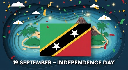 Vibrant Paper Cut Independence Day Celebration of Saint Kitts and Nevis