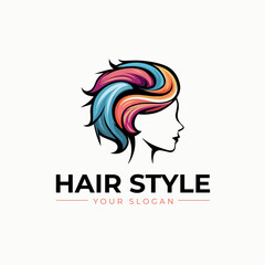 Modern Hair Salon Logo with Colorful Hairstyle Design