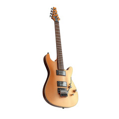 Naklejka premium Light brown electric guitar, angled view