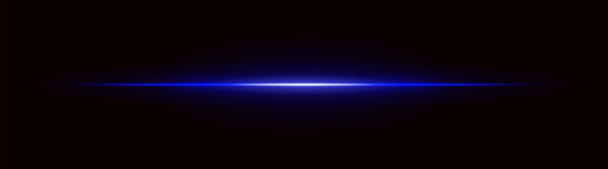 Radiant light. Straight glowing beam with intense center and dark fade edges. Suitable for digital interfaces and futuristic motion effects.