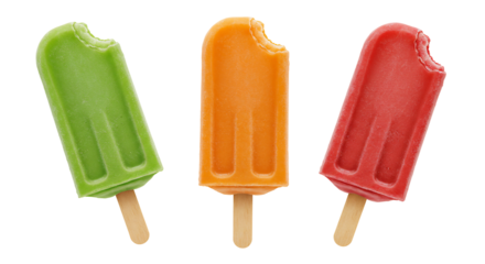 Three popsicles on transparent background