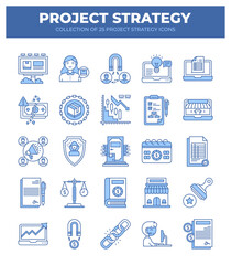 Project Strategy Icons. 25 Essential Icons for Business Planning