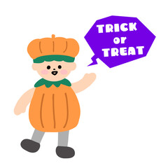 カボチャの仮装をした子どものかわいいハロウィンアイコン