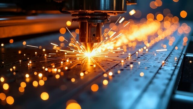 Spark splash scene in industrial settings