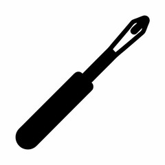 Fototapeta premium Black silhouette of a metal awl for leatherworking on white background