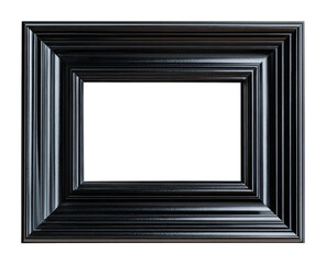 Black picture frame with multiple, thick, grooved edges