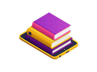 Stack of colorful books resting on a tablet (2)