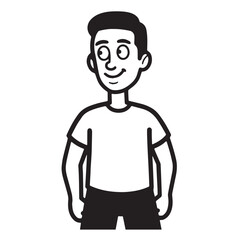 Handsome Man Black and White Illustration Vector Image Male Portrait Fashion Sketch Line Art Design