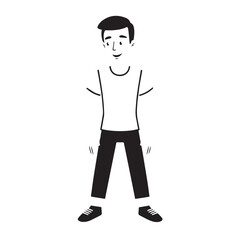 Handsome Man Black and White Illustration Vector Image Male Portrait Fashion Sketch Line Art Design