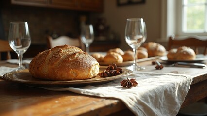Wooden table and meal bag display