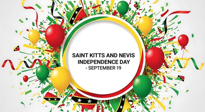 Saint Kitts and Nevis Independence Day Celebration with Balloons and Confetti
