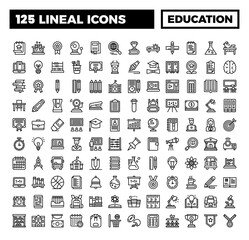 Set of Educations icons. Simple line art style icons pack. Vector illustration
