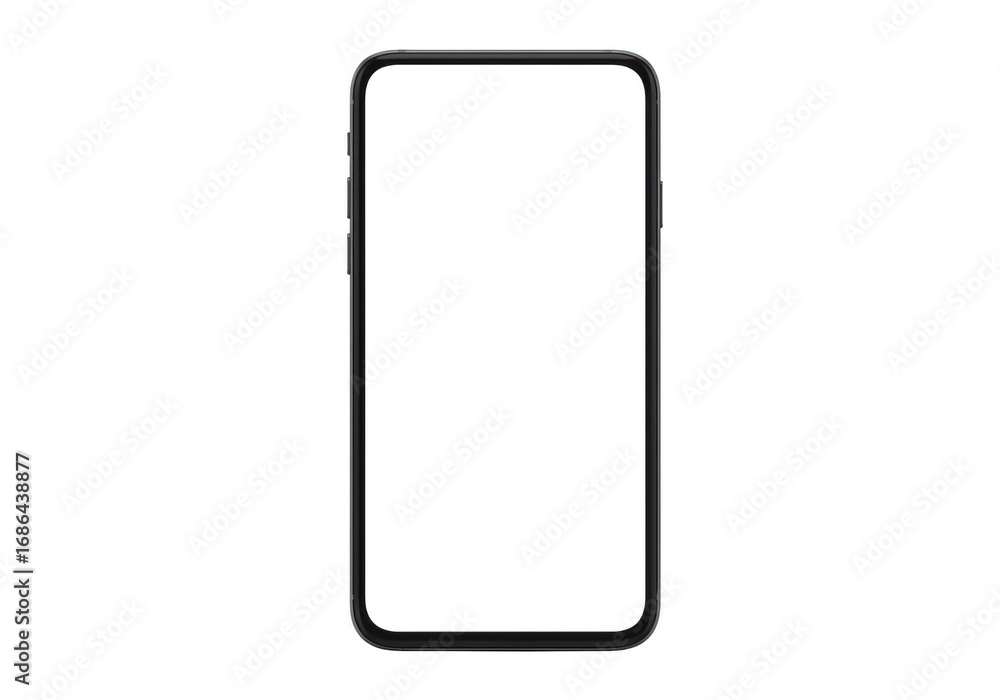Poster smartphone with blank screen isolated on transparent background