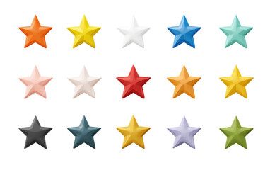 Obraz premium A grid of 15 faceted stars in various colors, on a black background. Pixelated, 3D-style
