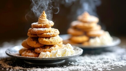 Pastry presentation with plate arrangement and photography