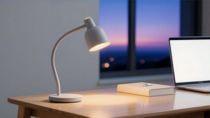 Sale Banner: Desk Lamp and Laptop at Dusk