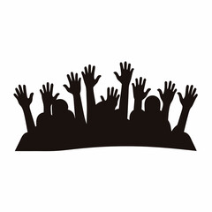 Silhouette of People with Raised Hands in Celebration, Protest, or Worship