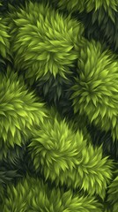 A vibrant pattern of lush, lime-green fur-like textures creates a visually captivating design.