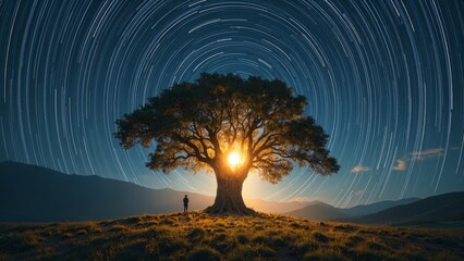 Rotating Sky Warm Tree Showdown Display