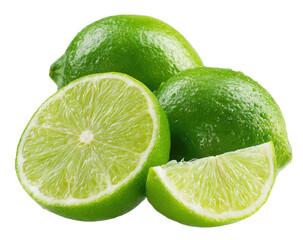 Fresh limes, whole and sliced, vibrant green (2)