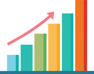 Flat Vector of Bar Chart With Upward Trend