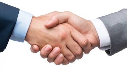 A close-up of two business professionals shaking hands, symbolizing agreement, partnership, and collaboration in a corporate environment.
