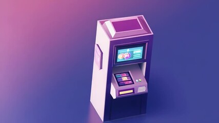 Atm automated teller machine showing bank data on screen - Powered by Adobe