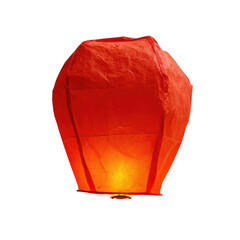 Red sky lantern, glowing softly