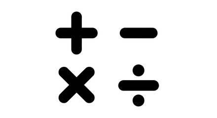 Obraz premium math, symbols, addition, subtraction, multiplication, division, calculator, numbers, equation, formula, arithmetic, operations, mathematics, vector, icon, design, education, school, learning, calculat