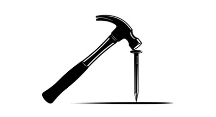 hammer and nail vector, hammer hitting nail icon, construction tool illustration, repair symbol, work tool vector, carpentry icon design, DIY tools vector, building and repair symbol, hammer silhouett