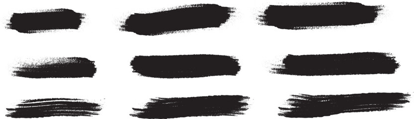 Black set paint, ink brush, brush strokes, grungy painted lines, vector brush strokes collection.