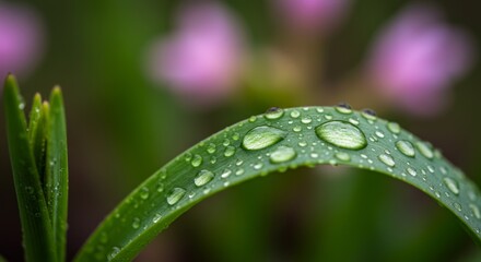 Beautiful and Detailed View of Nature with Water on a Leaf