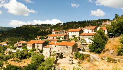 Fototapeta premium Picturesque village nestled in a valley