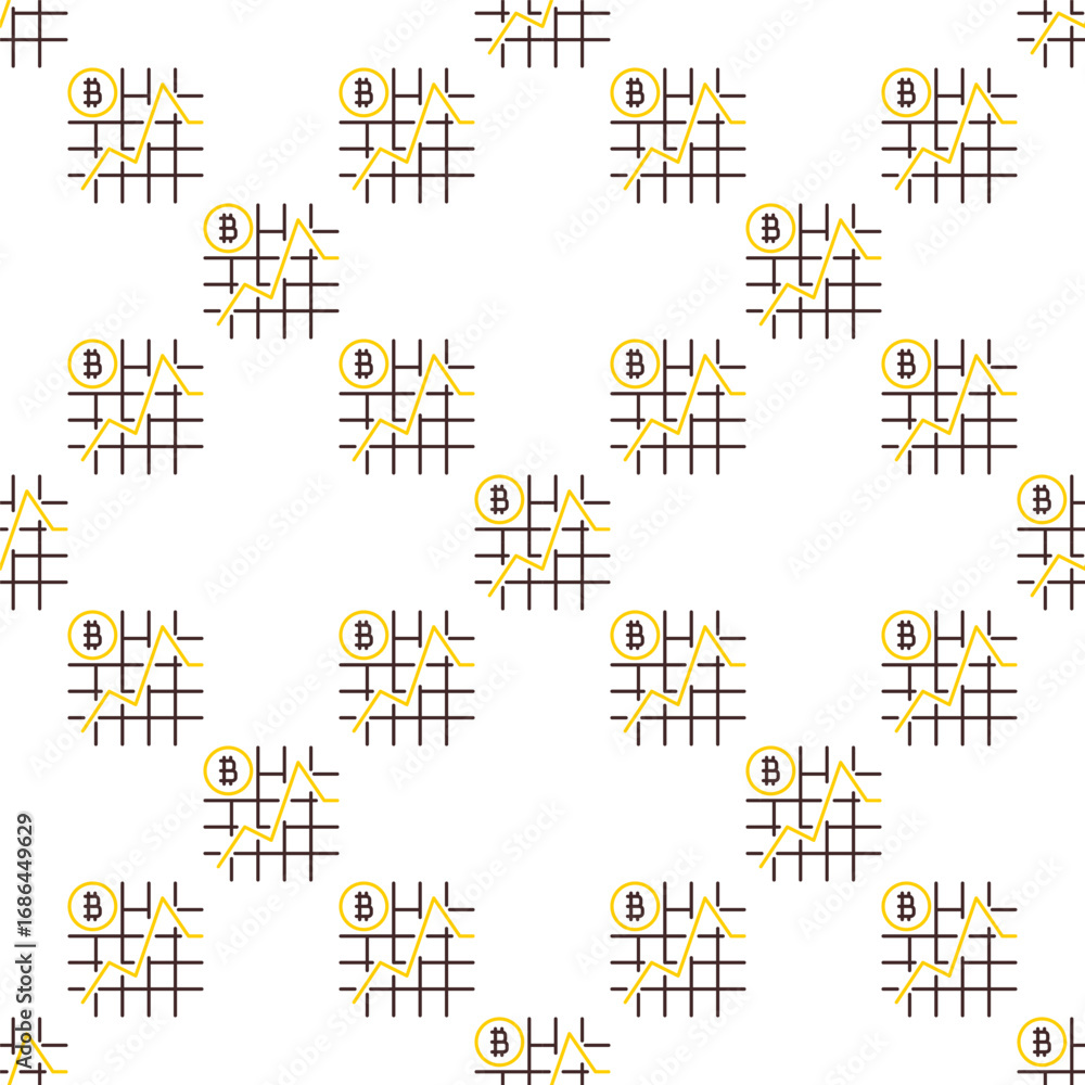 Poster btc simple chart vector bitcoin investment outline seamless pattern