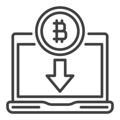Obraz premium Bitcoin with Laptop vector Investing in BTC icon or sign in thin line style