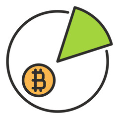 Bitcoin pie chart vector BTC Investment colored icon or design element