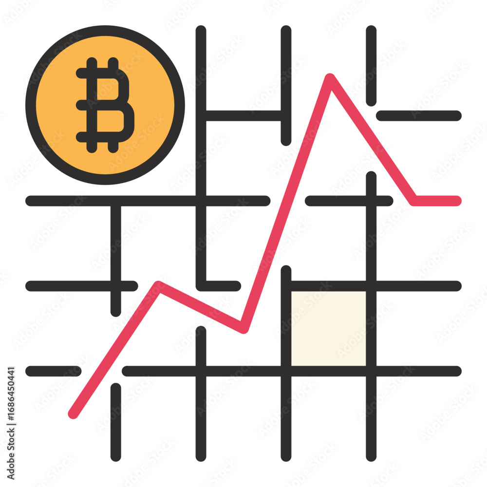 Poster bitcoin simple chart vector btc investment colored icon or design element