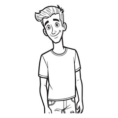 Handsome Man Black and White Illustration Vector Image Male Portrait Fashion Sketch Line Art Design