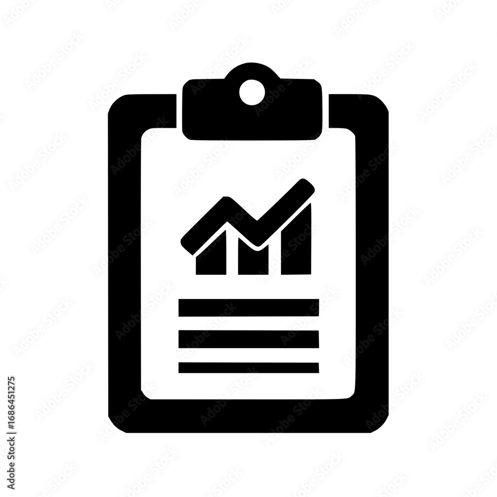 Poster clipboard and line chart icon depicting analytics trends growth report and financial overview