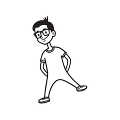 Handsome Man Black and White Illustration Vector Image Male Portrait Fashion Sketch Line Art Design