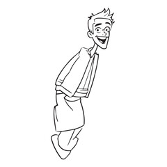 Handsome Man Black and White Illustration Vector Image Male Portrait Fashion Sketch Line Art Design