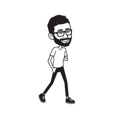 Handsome Man Black and White Illustration Vector Image Male Portrait Fashion Sketch Line Art Design