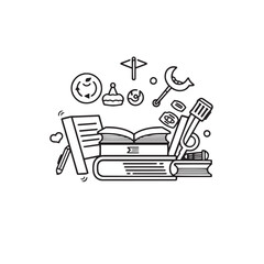 Naklejka premium Education and learning icon vector design concept black and white illustration.