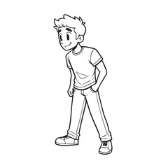 Handsome Man Black and White Illustration Vector Image Male Portrait Fashion Sketch Line Art Design