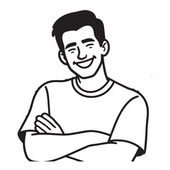 Handsome Man Black and White Illustration Vector Image Male Portrait Fashion Sketch Line Art Design