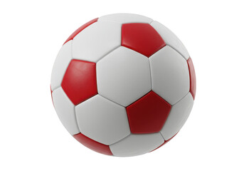 Fototapeta premium Red and white soccer ball isolated on transparent background