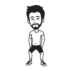 Handsome Man Black and White Illustration Vector Image Male Portrait Fashion Sketch Line Art Design