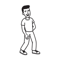 Handsome Man Black and White Illustration Vector Image Male Portrait Fashion Sketch Line Art Design