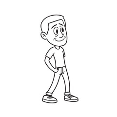 Handsome Man Black and White Illustration Vector Image Male Portrait Fashion Sketch Line Art Design